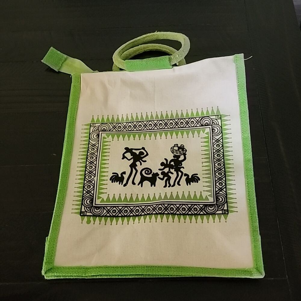 AZTEC Tote Bag Zips Handles Reusable Sturdy Green